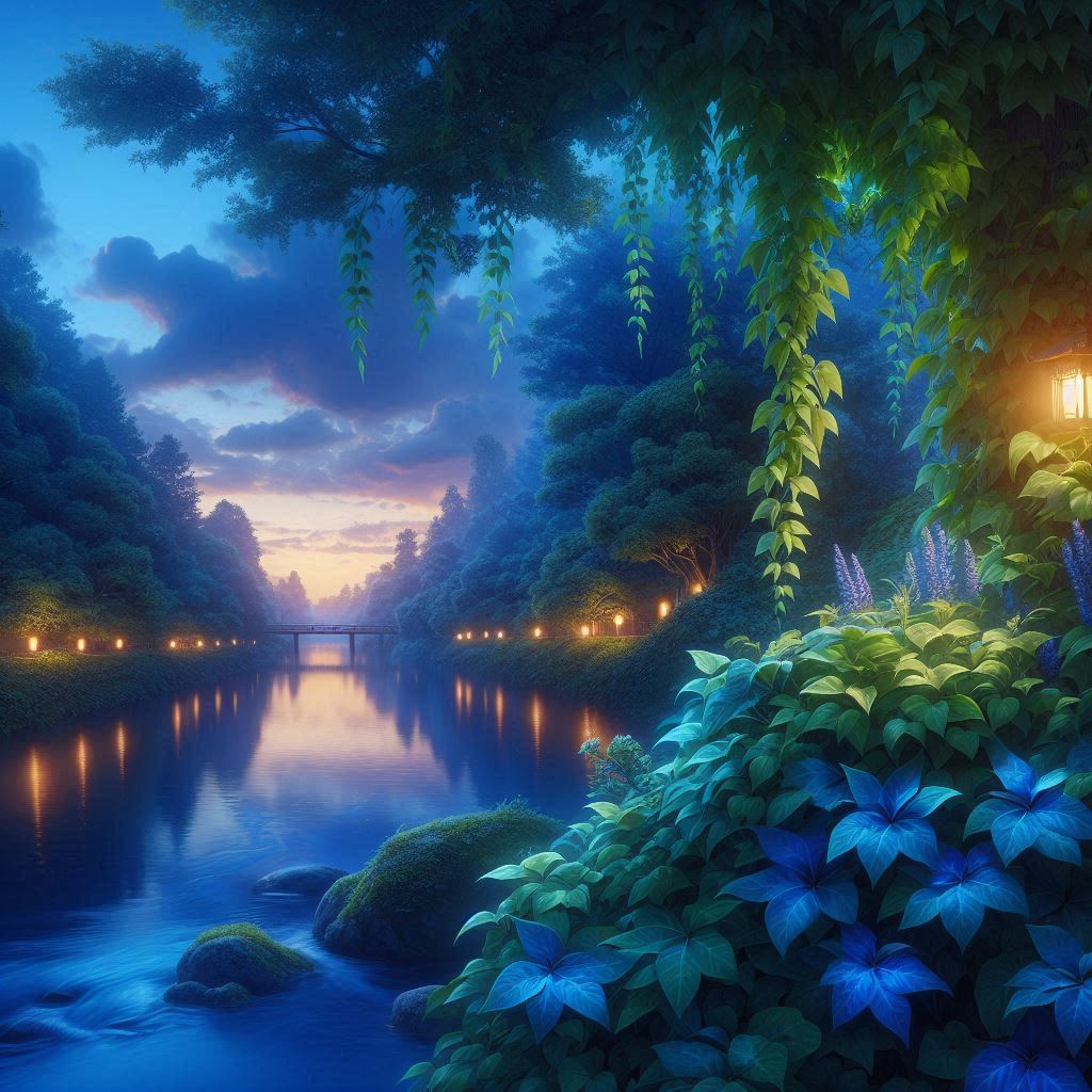 A picture of a deep blue evening.